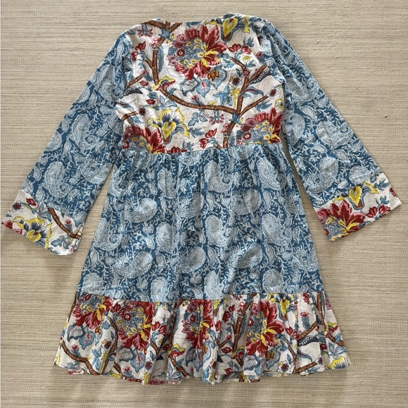 Debbie Katz floral cotton long sleeve v-neck button up resortwear dress women M - Picture 2 of 4